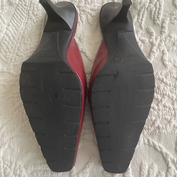 David Aaron Keper Red Leather Mules Heels Shoes Size 7 - Picture 5 of 8